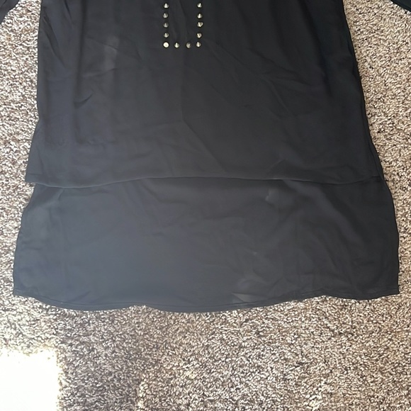 Forever 21 Black LS studded cross top - Size S - Picture 3 of 4